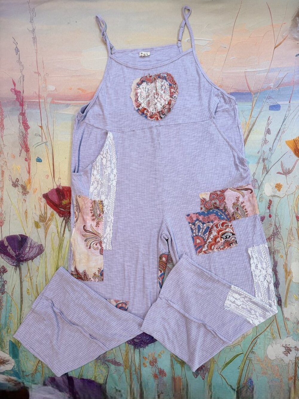 🌸 POL Lavender Patchwork Jumpsuit – Size L 🌸 - Picture 5 of 10